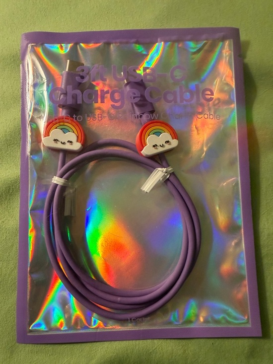 Other - Cute Purple USB-C Charge Cable with Rainbow Charms